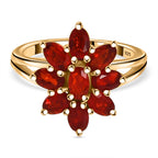 Cherry Fire Opal Ring in 18K YG Vermeil Sterling Silver 1.62 ct