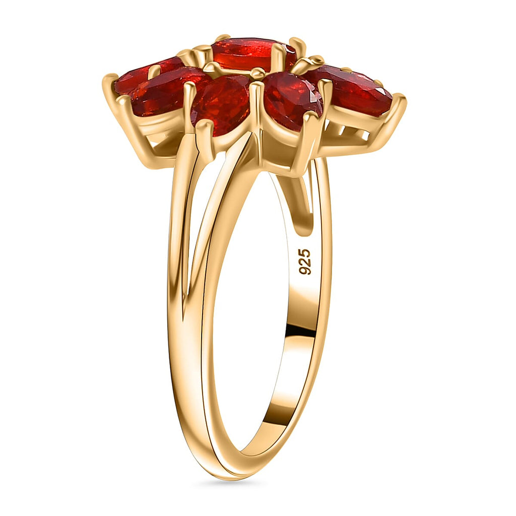 Cherry Fire Opal Ring in 18K YG Vermeil Sterling Silver 1.62 ct
