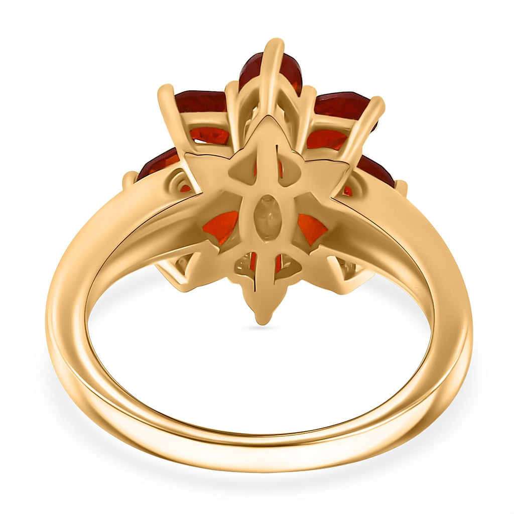 Cherry Fire Opal Ring in 18K YG Vermeil Sterling Silver 1.62 ct