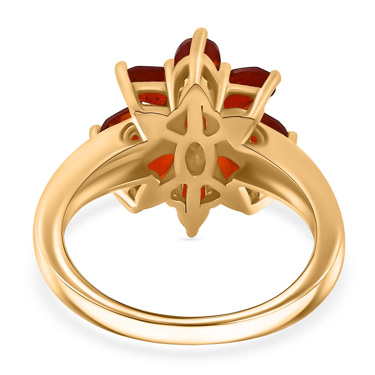 Cherry Fire Opal Floral Ring in 18K Yellow Gold Vermeil Plated Sterling Silver 7877394 4