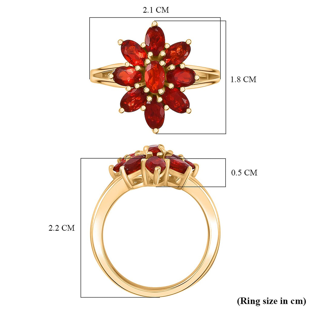Cherry Fire Opal Ring in 18K YG Vermeil Sterling Silver 1.62 ct