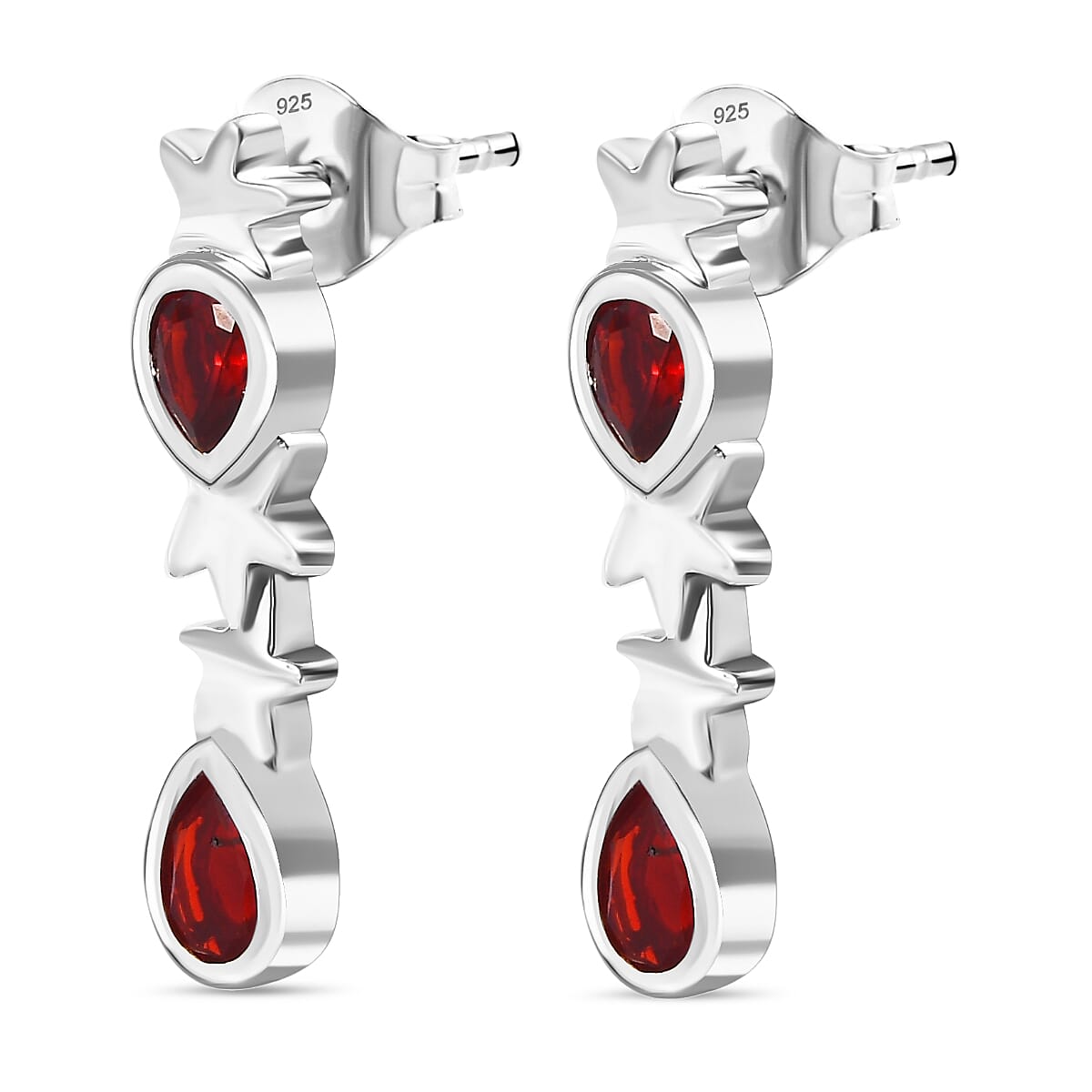 Cherry Fire Opal  Drop Earrings in Rhodium Plated Sterling Silver 7896476 3
