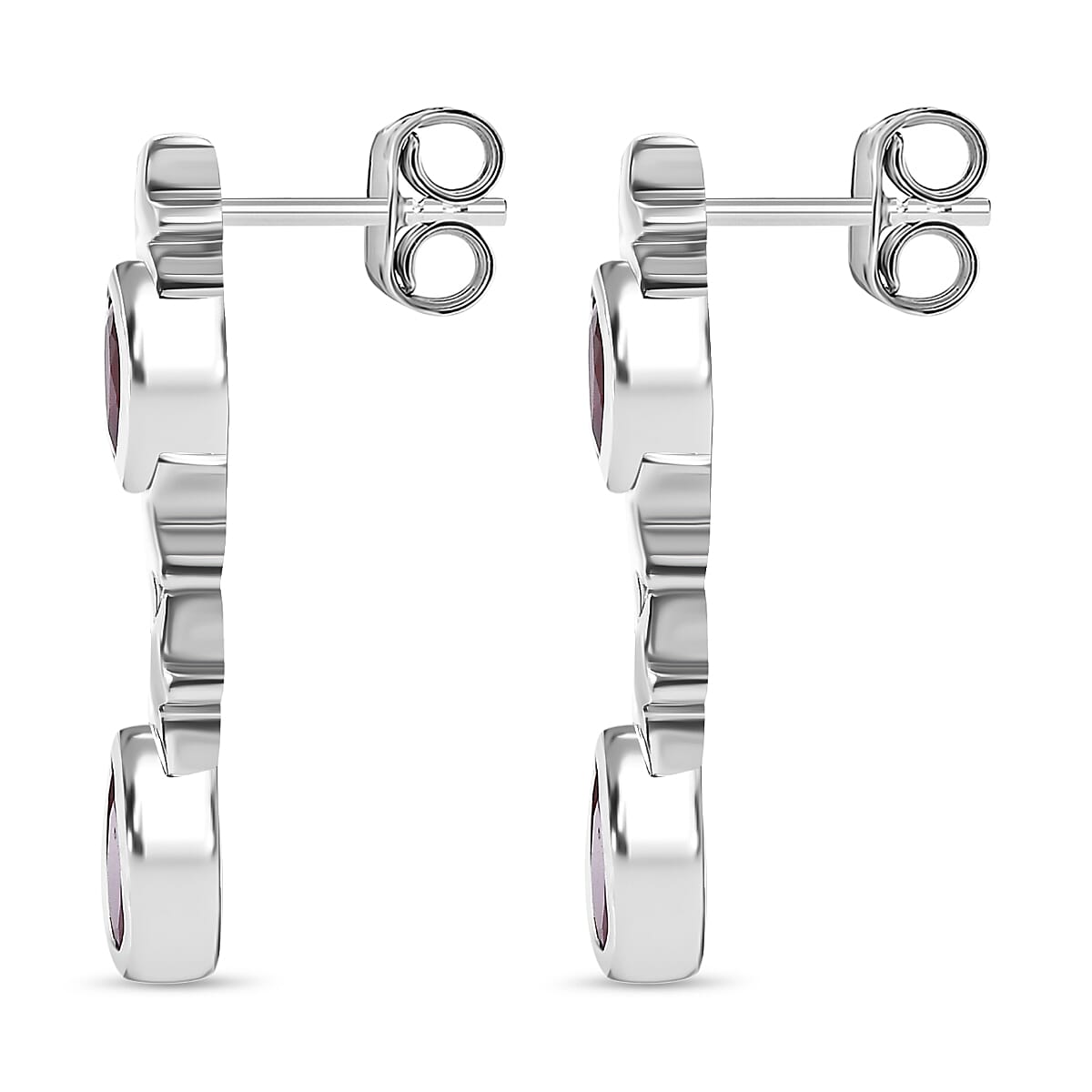 Cherry Fire Opal  Drop Earrings in Rhodium Plated Sterling Silver 7896476 4