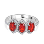 Salamanca Fire Opal & White Zircon Ring in Rhodium Overlay Sterling Silver 2.26 ct