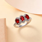 Salamanca Fire Opal & White Zircon Ring in Rhodium Overlay Sterling Silver 2.26 ct