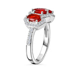 Salamanca Fire Opal & White Zircon Ring in Rhodium Overlay Sterling Silver 2.26 ct