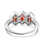 Salamanca Fire Opal & White Zircon Ring in Rhodium Overlay Sterling Silver 2.26 ct