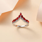 Cherry Fire Opal & White Zircon Ring in Rhodium Overlay Sterling Silver 1.18 ct