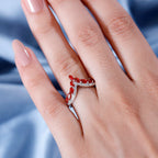 Cherry Fire Opal & White Zircon Ring in Rhodium Overlay Sterling Silver 1.18 ct