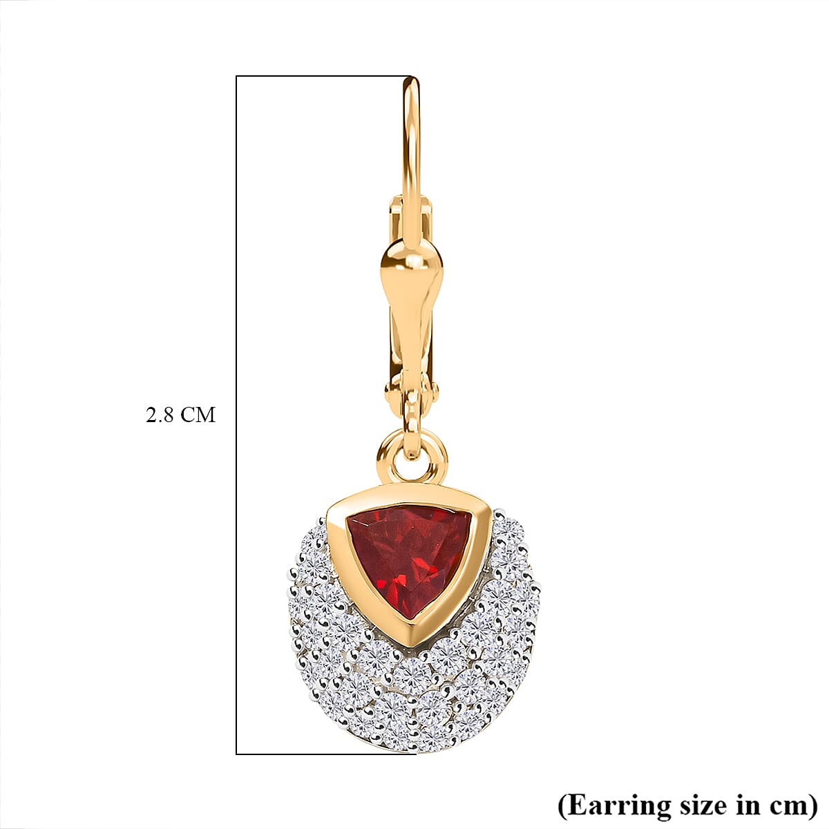 Cherry Fire Opal, White Zircon Drop Earrings in 18K Yellow Gold Vermeil Plated Sterling Silver 7894527 6