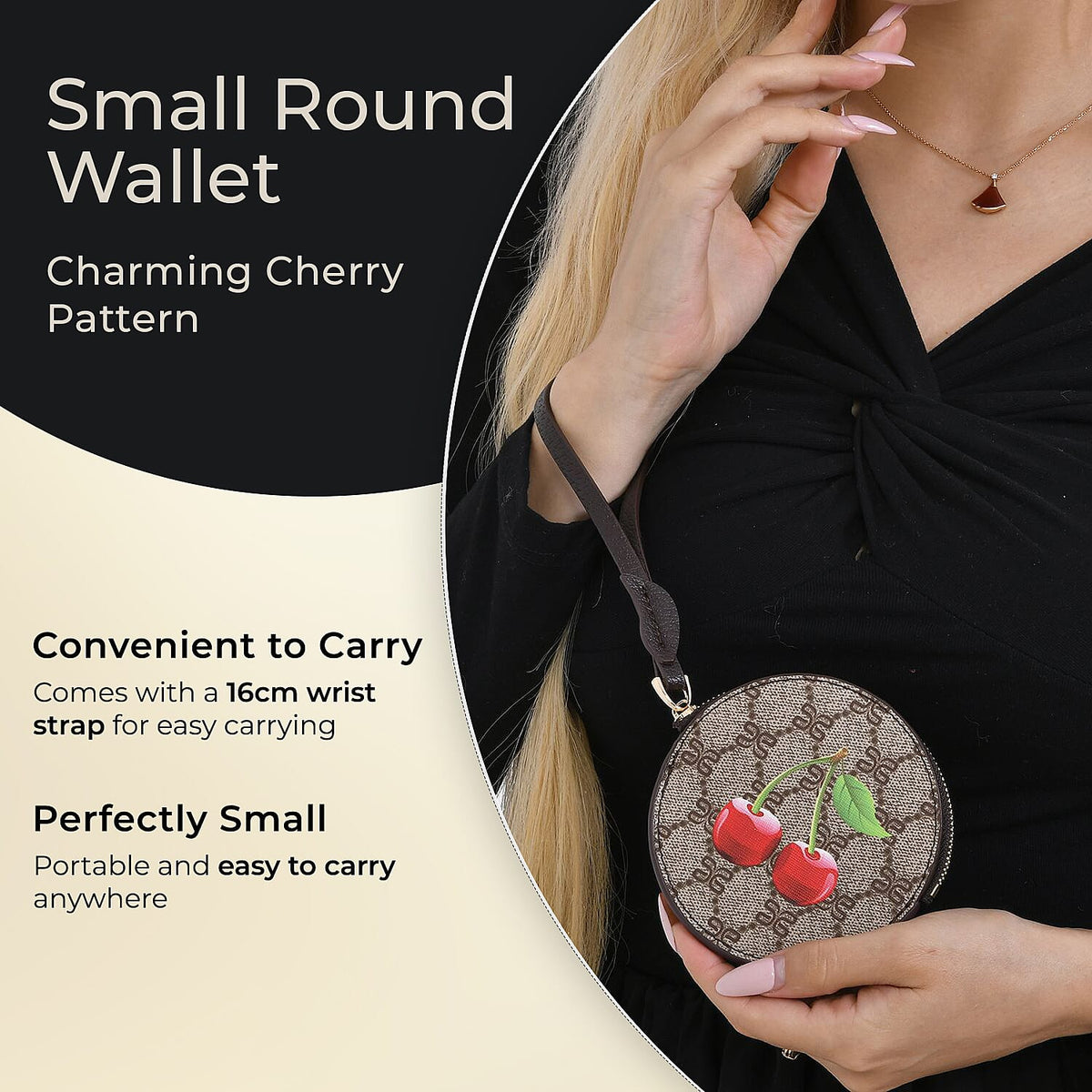 Fruit Print Round Wallet with Wrist Strap 7657525 5