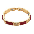Designer Inspired- Cherry Quartz Magnetic Therapy Bracelet (Size - 7.25) in Yellow Gold Tone 16.00 Ct