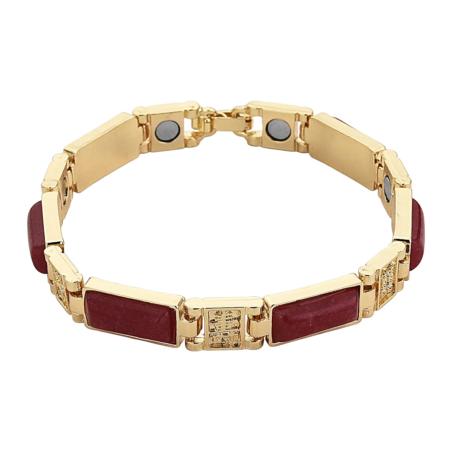 Designer Inspired- Cherry Quartz Magnetic Therapy Bracelet (Size - 7.25) in Yellow Gold Tone 16.00 Ct V32518896 0
