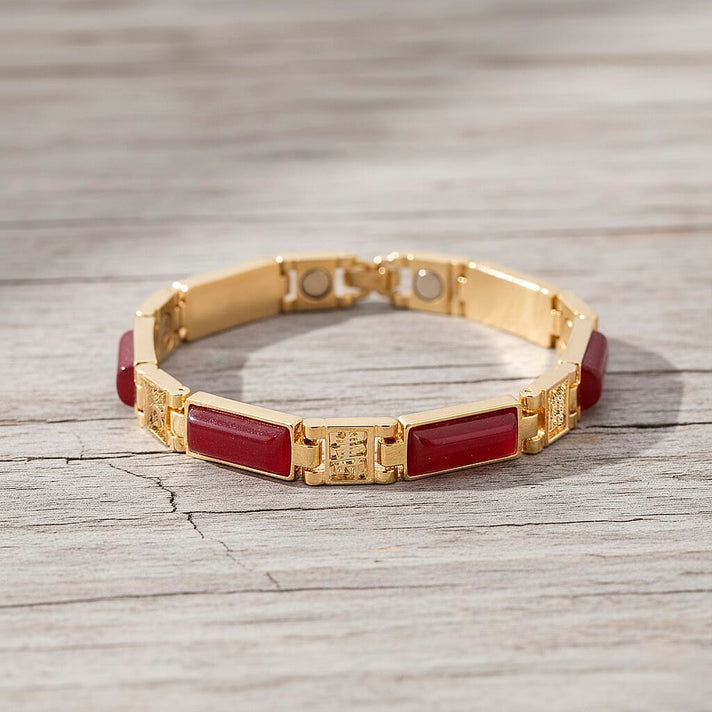 Designer Inspired- Cherry Quartz Magnetic Therapy Bracelet (Size - 7.25) in Yellow Gold Tone 16.00 Ct 8370725 2