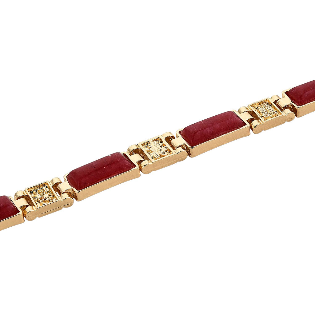 Designer Inspired- Cherry Quartz Magnetic Therapy Bracelet (Size - 7.25) in Yellow Gold Tone 16.00 Ct