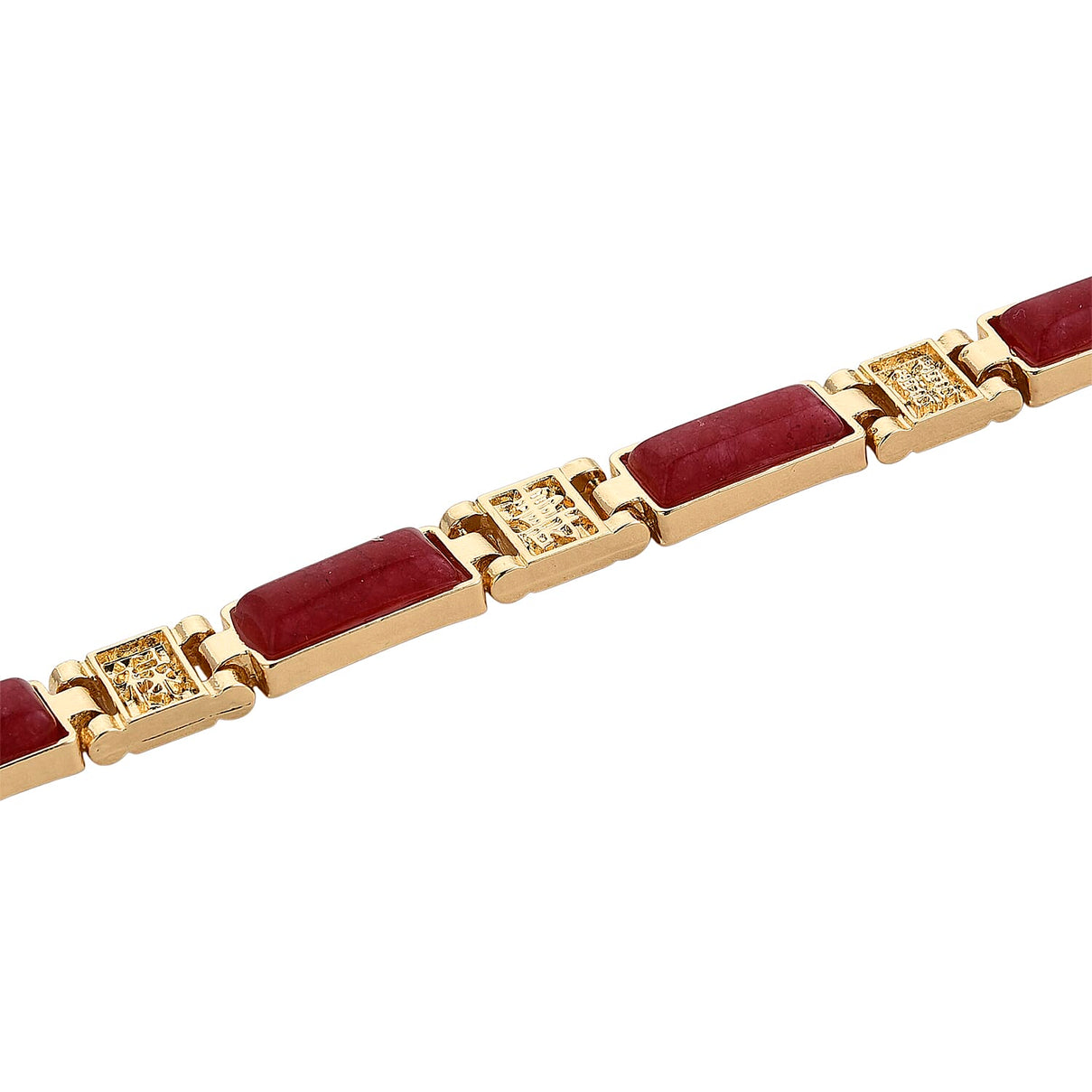 Designer Inspired- Cherry Quartz Magnetic Therapy Bracelet (Size - 7.25) in Yellow Gold Tone 16.00 Ct V32518896 5
