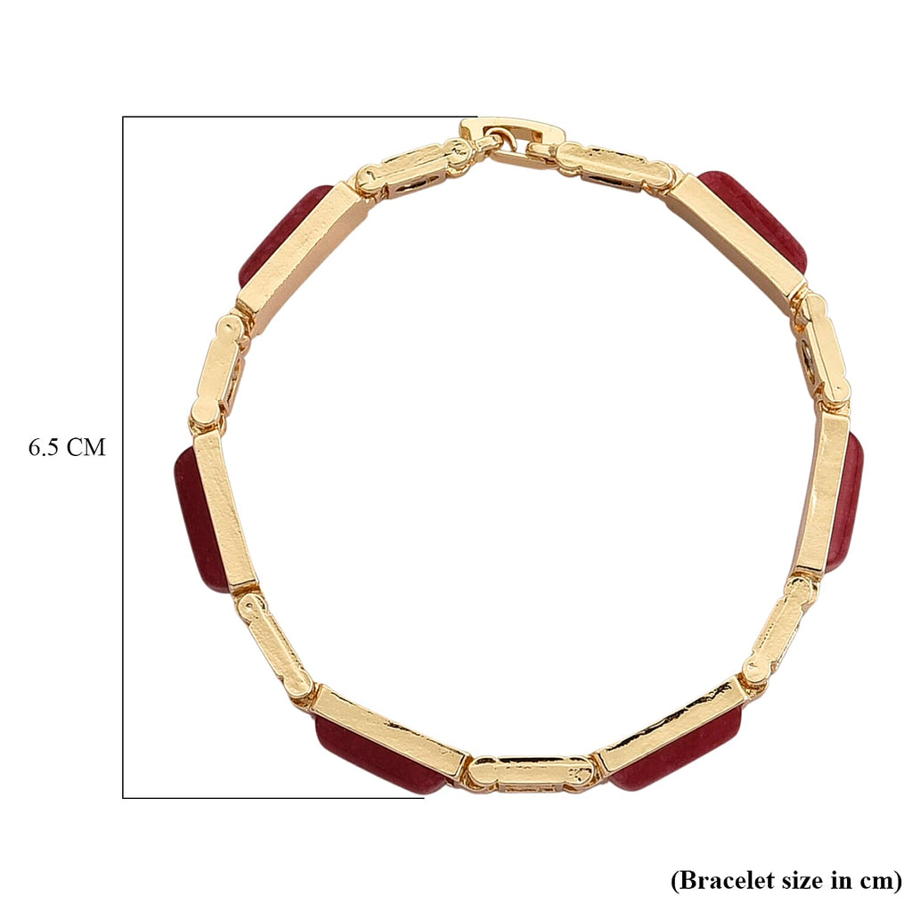Designer Inspired- Cherry Quartz Magnetic Therapy Bracelet (Size - 7.25) in Yellow Gold Tone 16.00 Ct
