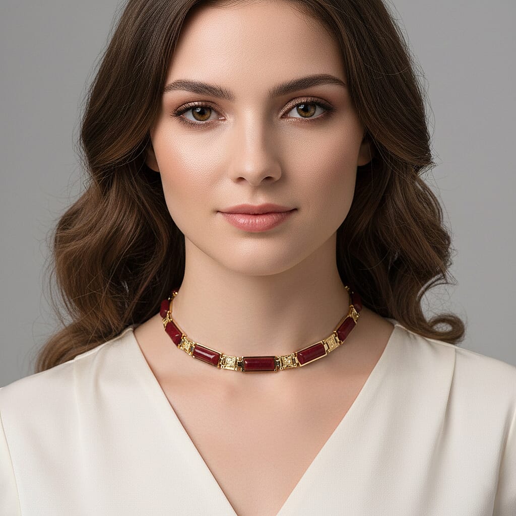 Designer Inspired - Cherry Quartz Magnetic Therapy Necklace (Size - 16) 50.00 Ct. V32512854 3
