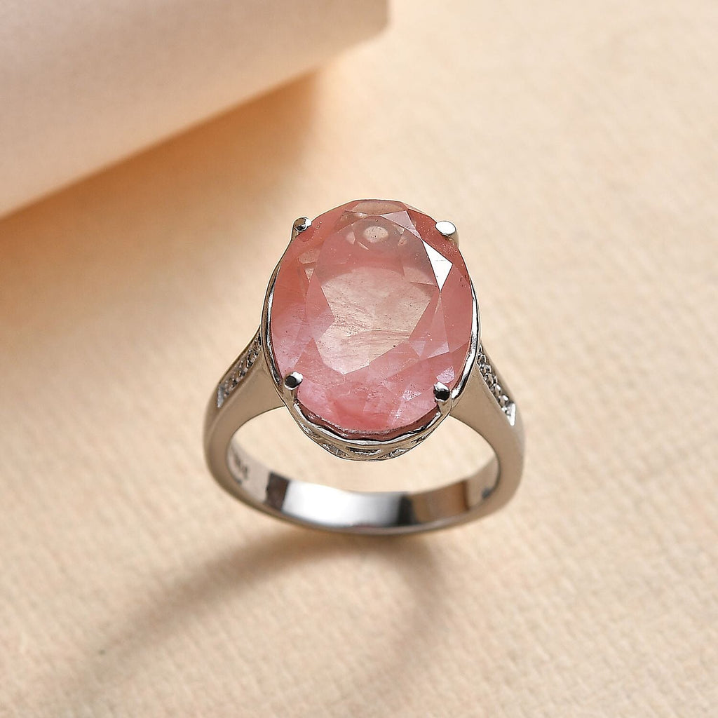 Cherry Quartz Ring in Silver Tone 6.25 Ct.