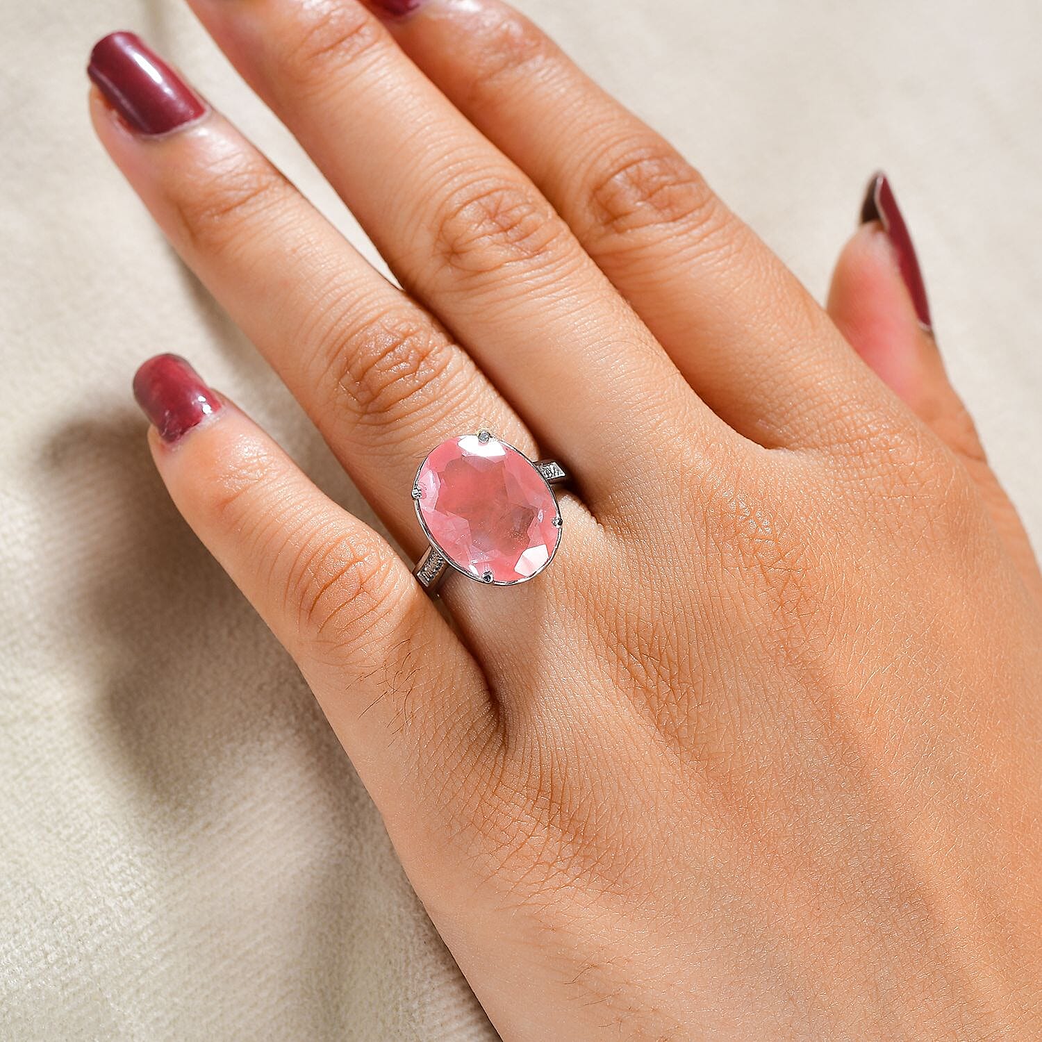 Cherry Quartz Ring in Silver Tone 6.25 Ct. 7981996 2