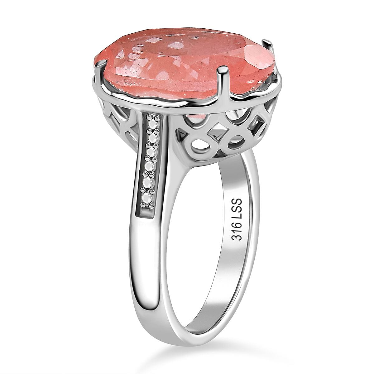 Cherry Quartz Ring in Silver Tone 6.25 Ct. 7981996 3