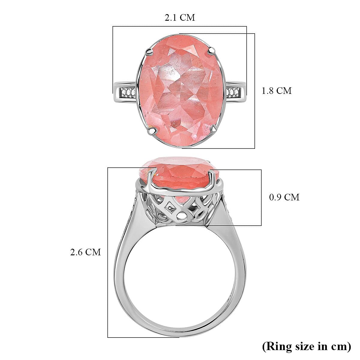 Cherry Quartz Ring in Silver Tone 6.25 Ct. 7981996 5