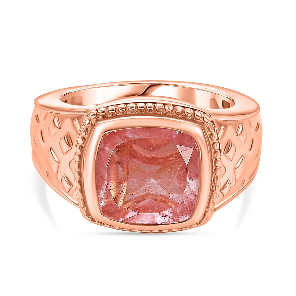 Cherry Quartz Solitaire Ring in Rose Gold Tone 3.14 Ct.