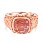 Cherry Quartz Solitaire Ring in Rose Gold Tone 3.14 Ct.