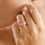 Cherry Quartz Solitaire Ring in Rose Gold Tone 3.14 Ct.