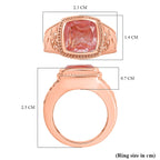 Cherry Quartz Solitaire Ring in Rose Gold Tone 3.14 Ct.