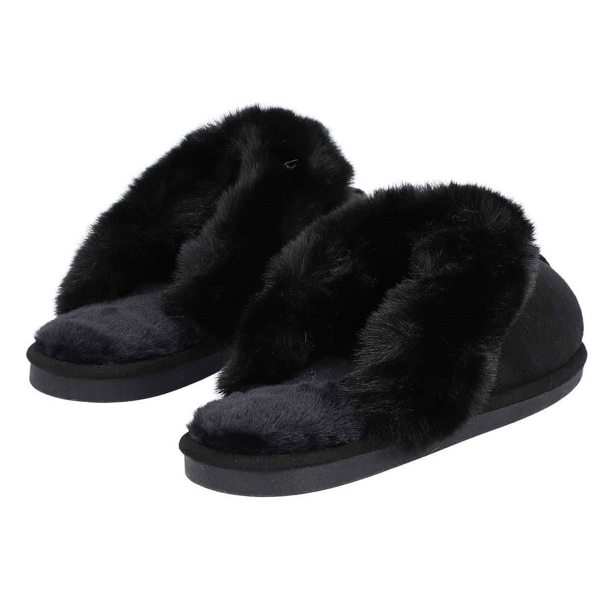 Chic and Elegant Rabbit Faux Fur Slippers - Black 3871288 0