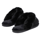 Chic and Elegant Rabbit Faux Fur Slippers (Size 7- 8) - Black