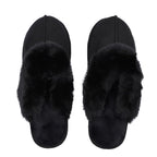 Chic and Elegant Rabbit Faux Fur Slippers (Size 7- 8) - Black