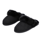 Chic and Elegant Rabbit Faux Fur Slippers (Size 7- 8) - Black
