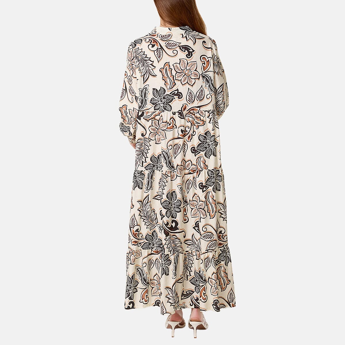 Chilli Charm Floral Print Boho Maxi Dress (One Size) - Ivory &amp; Black 8550711 1