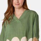 Chilli Charm V-Neck Polka Dot Print Top (One Size) - Khaki