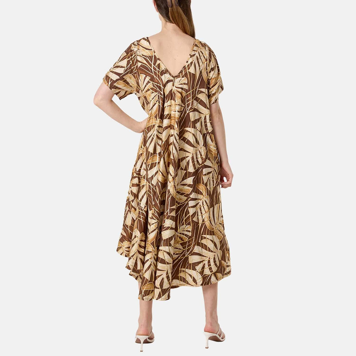 Chilli Charm Topical Print Flared Dress (One Size, 10-22) - Chocolate V32540950 2