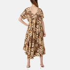 Chilli Charm Topical Print Flared Dress (One Size, 10-22) - Chocolate