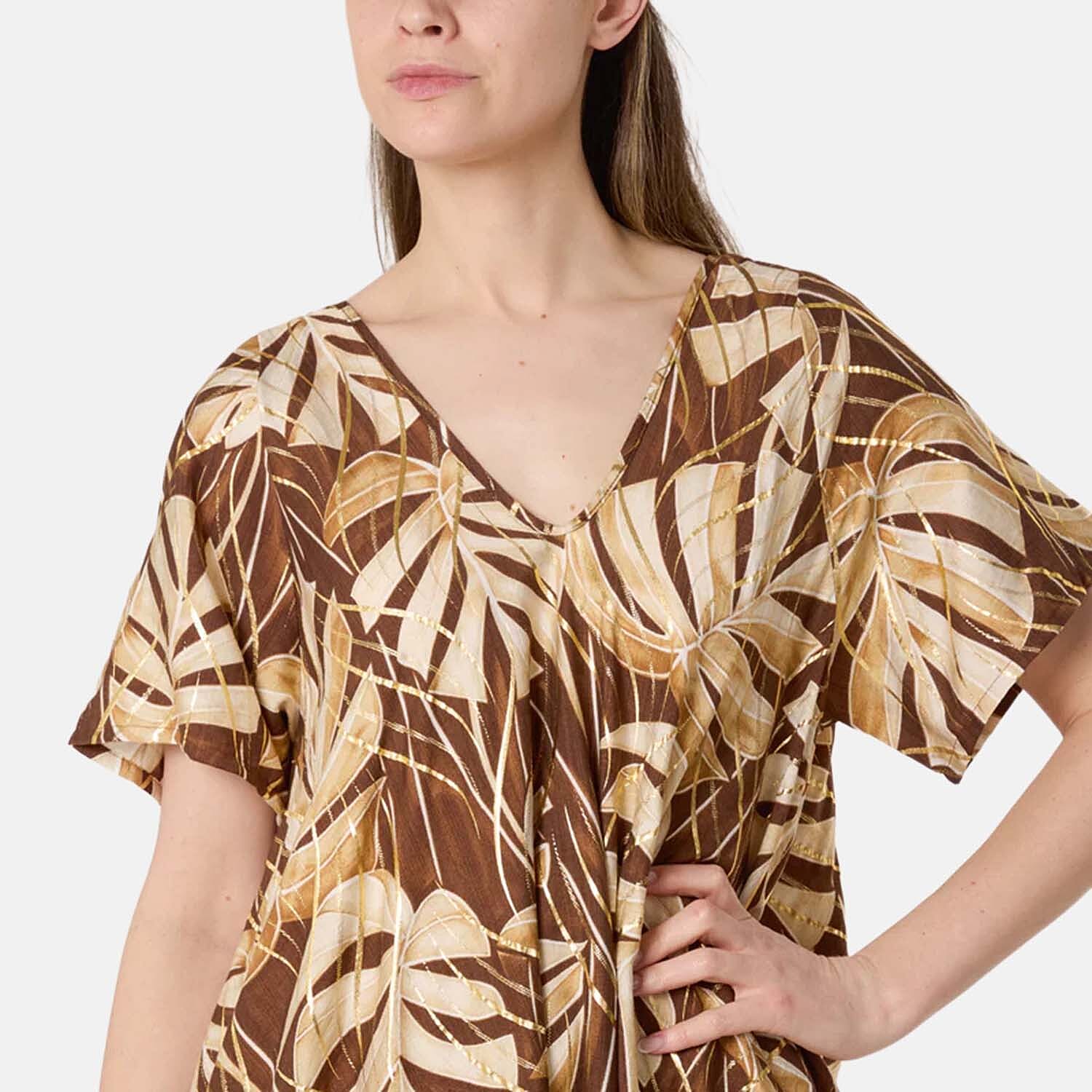 Chilli Charm Topical Print Flared Dress (One Size, 10-22) - Chocolate V32540950 3