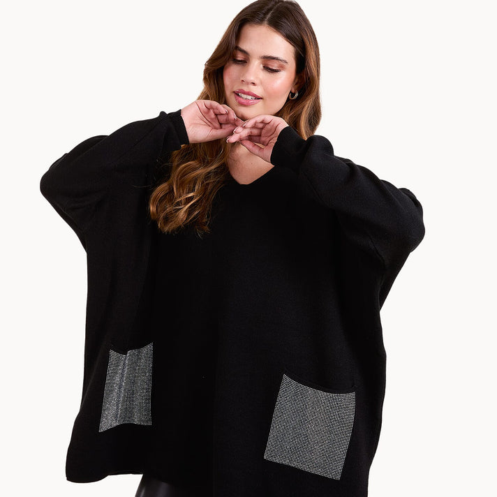 QED London Diamante Pocket Jumper 7840306 1