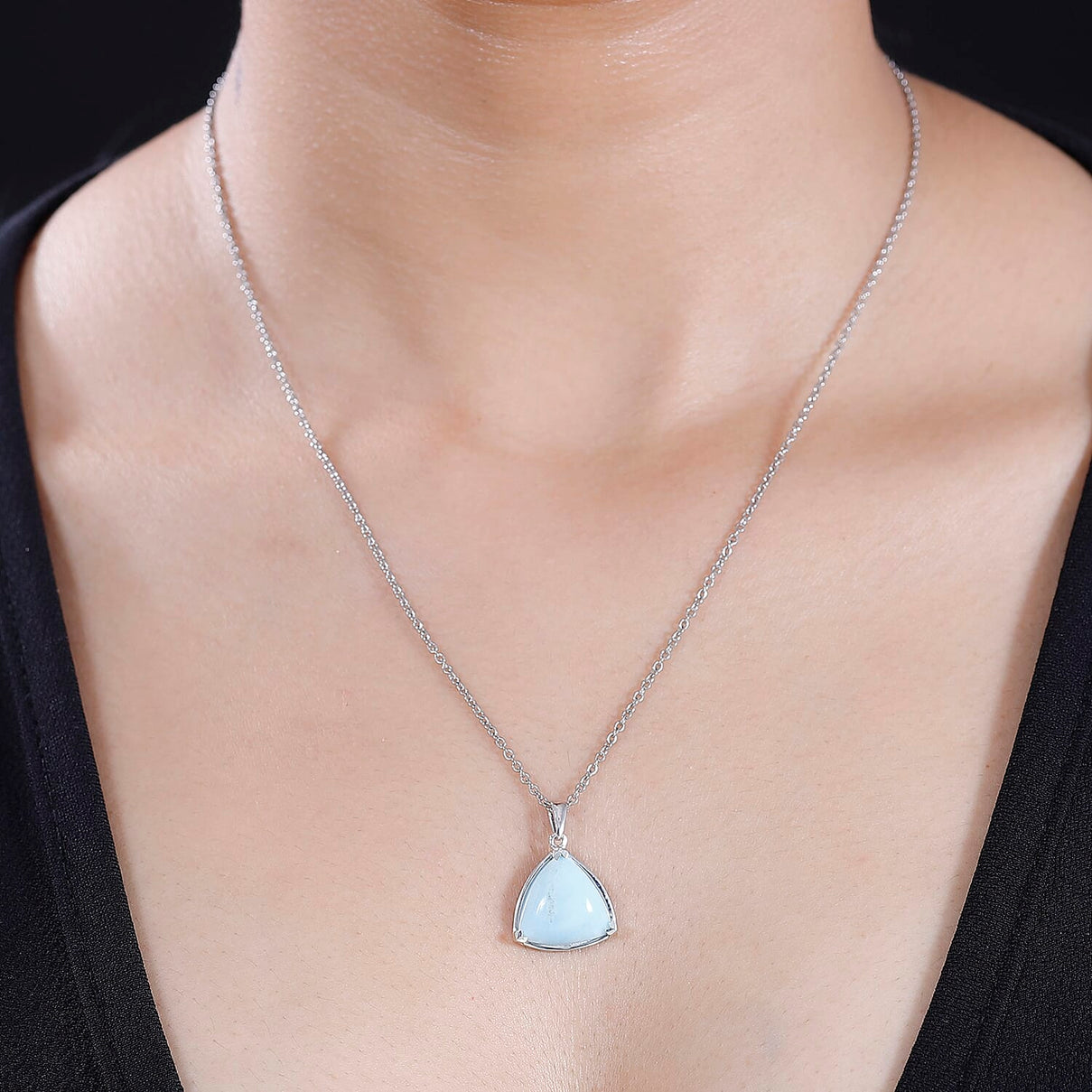Chinese Blue Aragonite Pendant with Chain (Size 20) in Rhodium Overlay Sterling Silver 5.70  Ct. 4299125 2