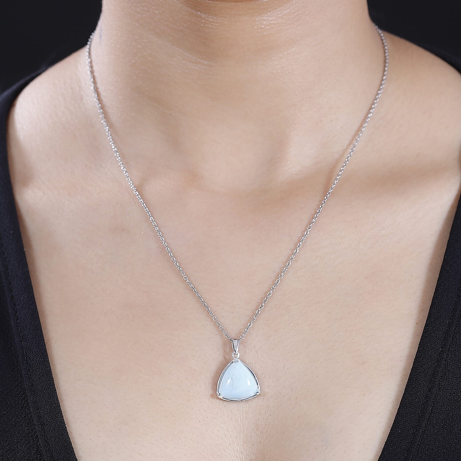 Chinese Blue Aragonite Pendant with Chain (Size 20) in Rhodium Overlay Sterling Silver 5.70  Ct. 4299125 2