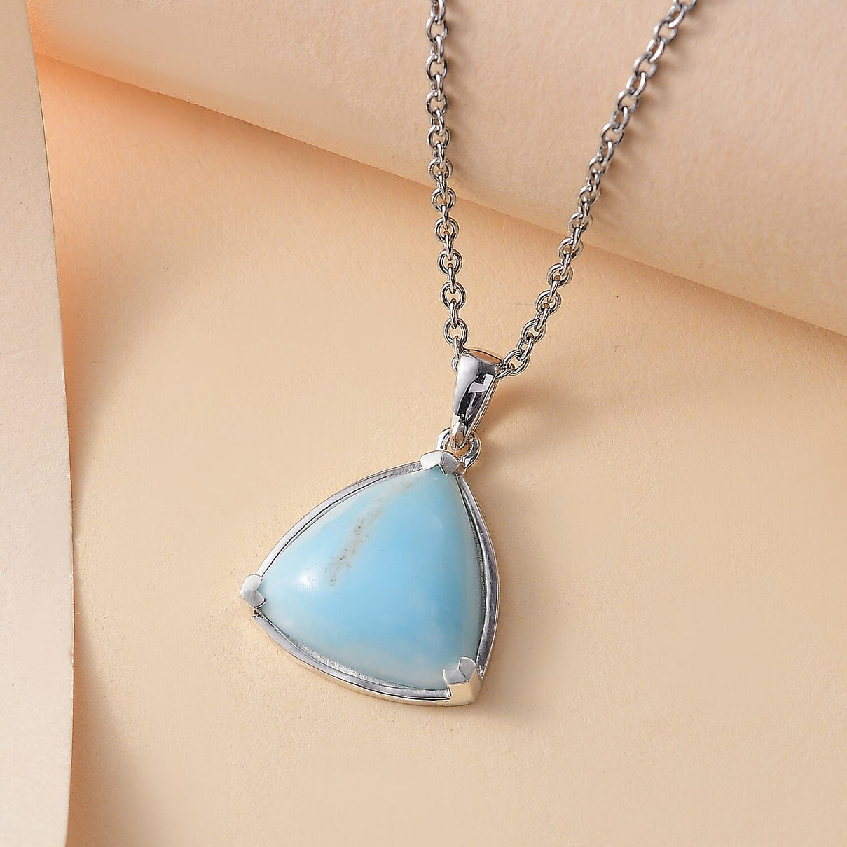 Chinese Blue Aragonite Pendant with Chain (Size 20) in Rhodium Overlay Sterling Silver 5.70  Ct. 4299125 3