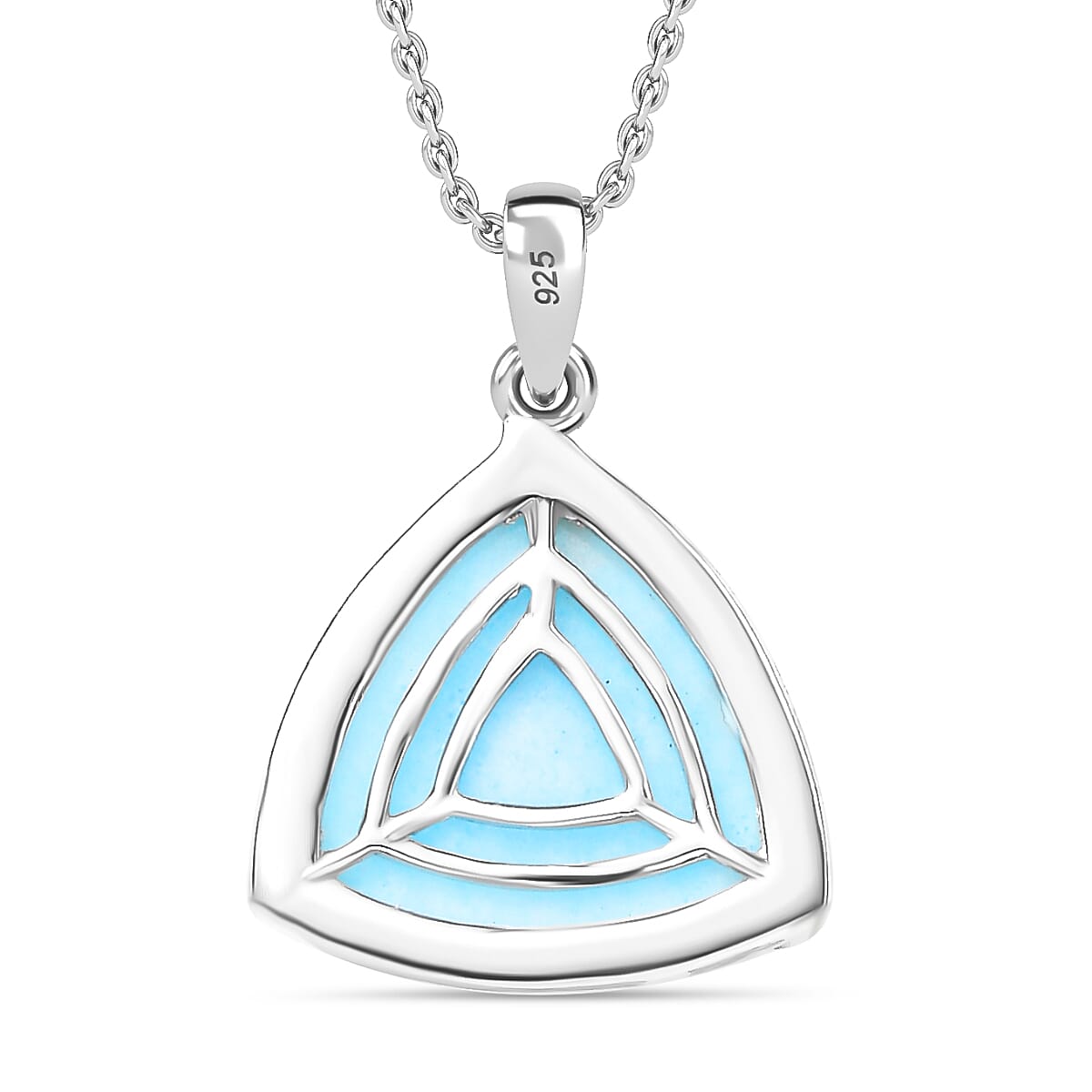 Chinese Blue Aragonite Pendant with Chain (Size 20) in Rhodium Overlay Sterling Silver 5.70  Ct. 4299125 5