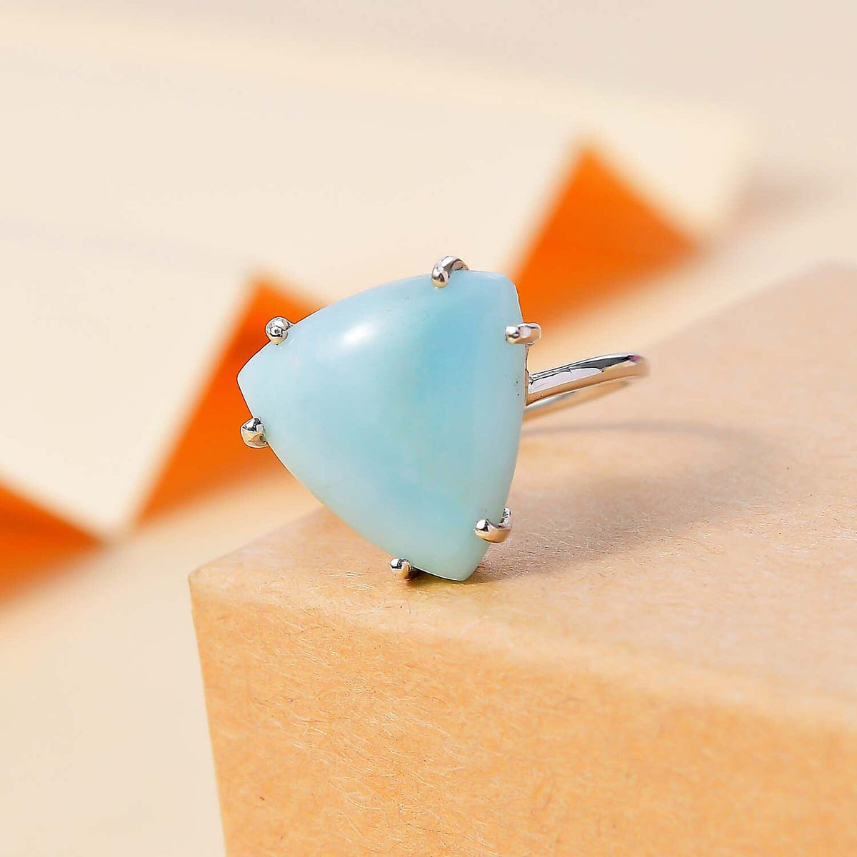Chinese Blue Aragonite Solitaire Ring in Platinum Overlay Sterling Silver 7.44 Ct. 7854915 1