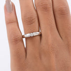 Moissanite Ring in Tension Setting Platinum Overlay Sterling Silver