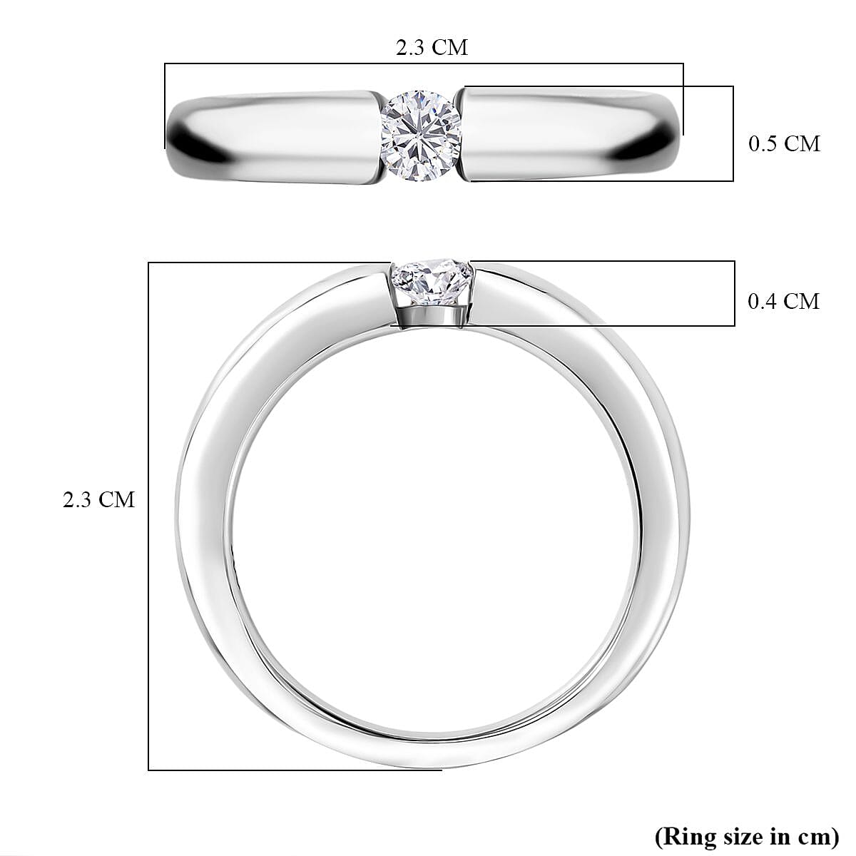 Moissanite Ring in Tension Setting Platinum Overlay Sterling Silver V32738030 5