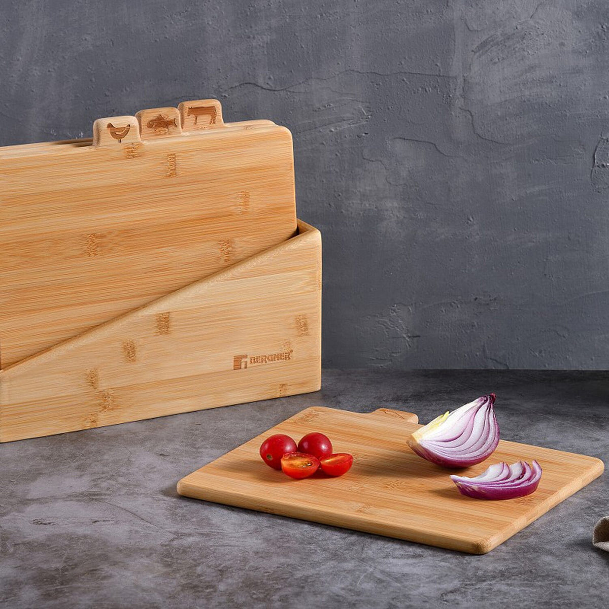 Bergner Set of 5 Bamboo Cutting and Chopping Board - Wood 7803576 0