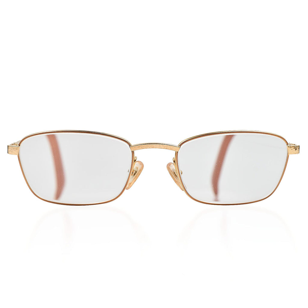 Christian Dior Rectangular Metal Frames with Pink Tips Readers (Power 4.0) - Gold