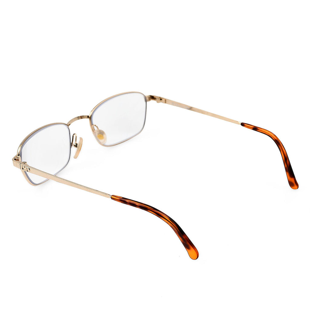 Christian Dior Rectangular Metal Frames with Pink Tips Readers